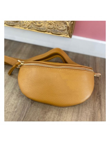 Sac banane en cuir fermeture zip pour femme cuir grainé ou pailleté doublure intérieure fabrication italienne