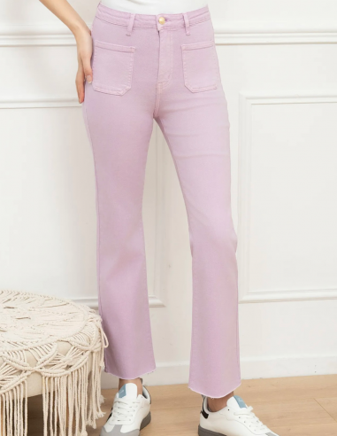 Jean Flare Femme Taille Haute Parme Lila pastel Confortable Stretch et Tendance