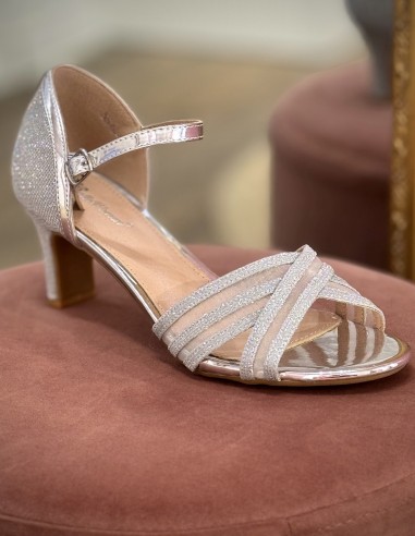 Sandales à talons femme - Chaussures élégantes à brides brillantes - Escarpins de soirée et mariage