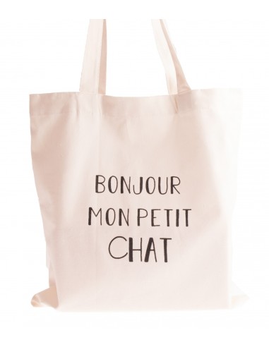 Sac Shopping Toile Tote Bag Ecriture Humour Bonjour Mon Petit Chat